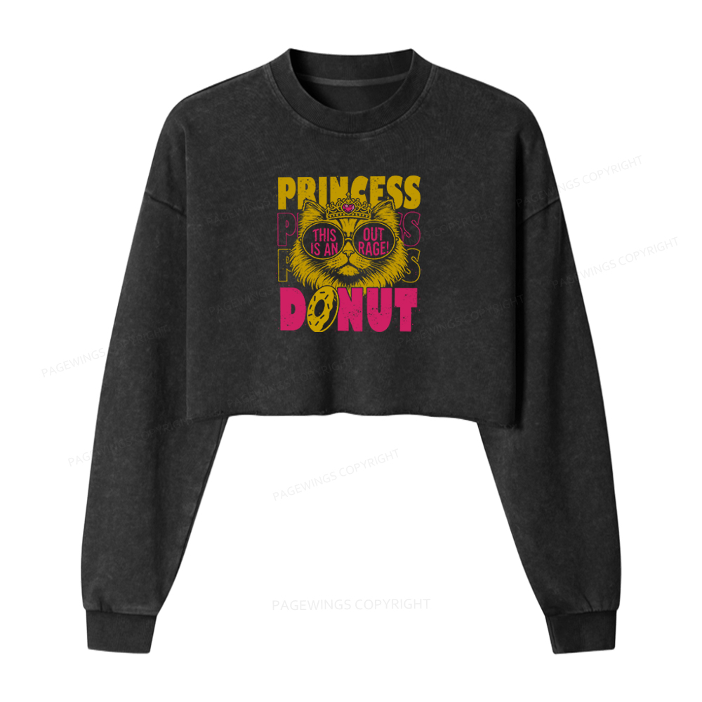 Pagewings Princess Donut Washed Crop Sweatshirt