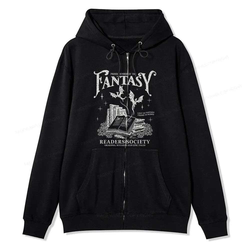 Pagewings Fantasy Readers Society Unisex Fleece Zip Up Hoodie