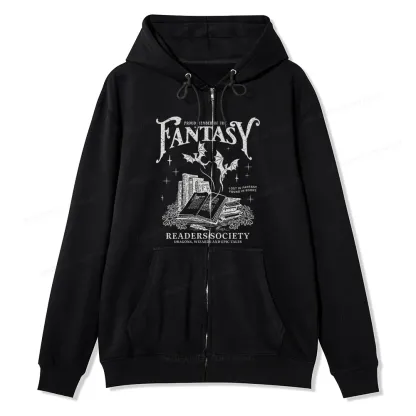 Pagewings Fantasy Readers Society Unisex Fleece Zip Up Hoodie