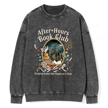 Pagewings After‑Hours Book Club Unisex Washed Sweatshirt