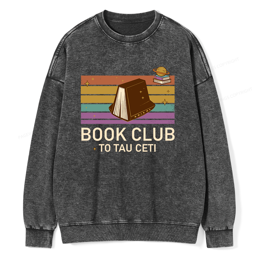 Pagewings Book Club To Star Unisex Washed Sweatshirt