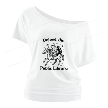 Pagewings Defend The Public Library Women Off Shoulder T-shirts