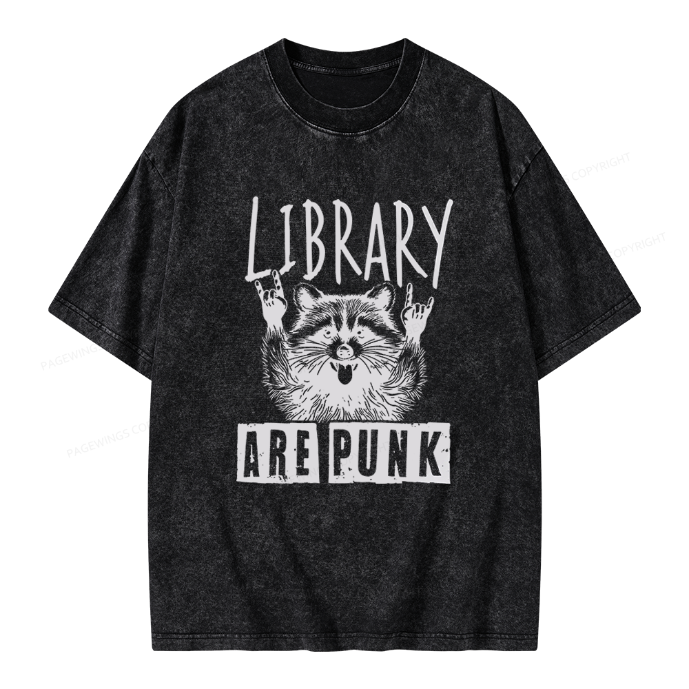Pagewings Libraries Are Punk Unisex Washed T-shirt
