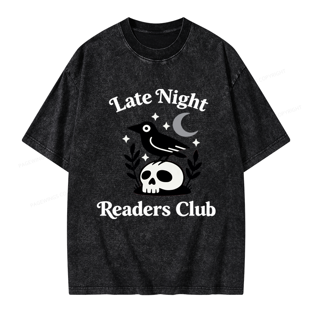 Pagewings Late Night Readers Club Unisex Washed T-shirt