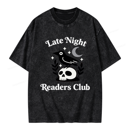 Pagewings Late Night Readers Club Unisex Washed T-shirt