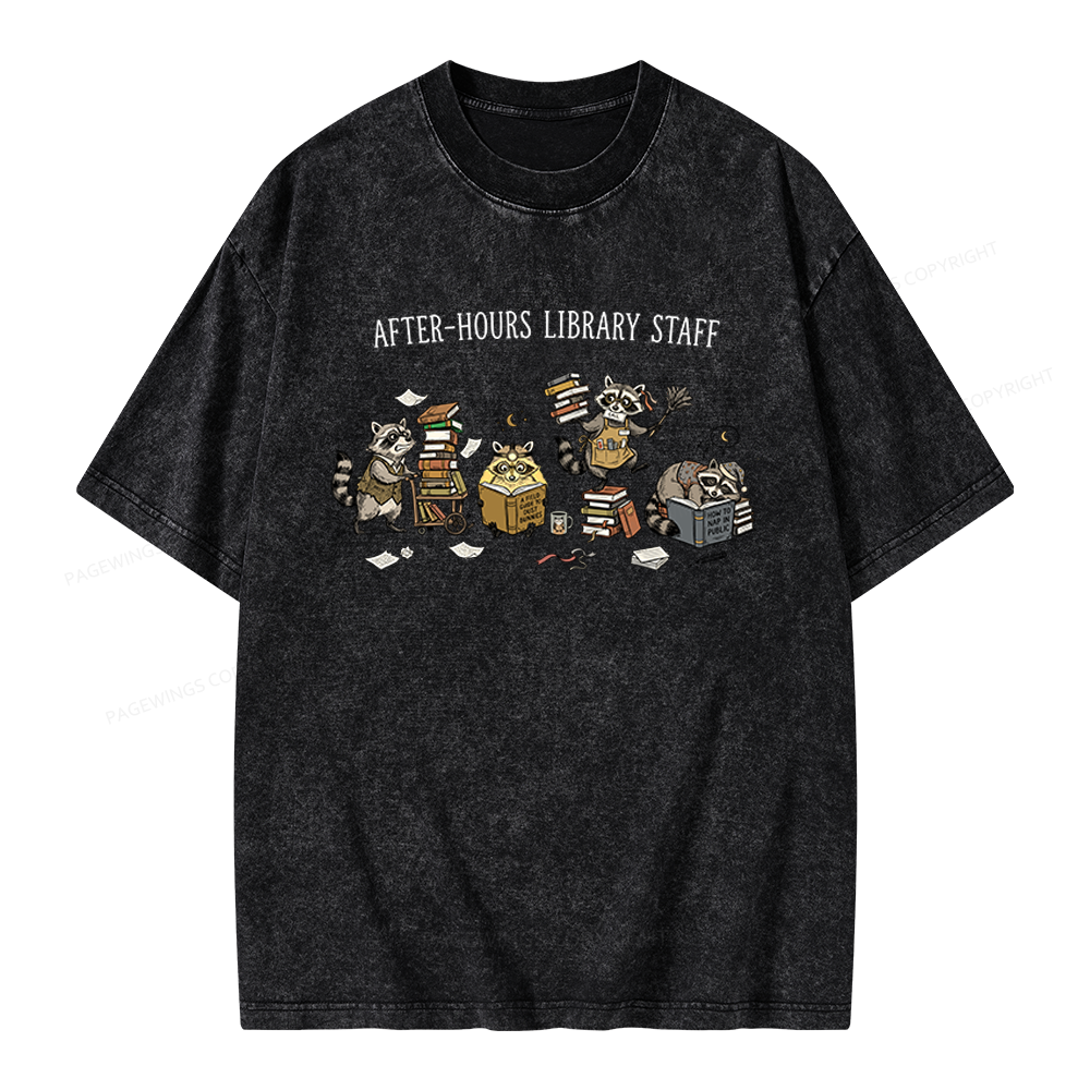 Pagewings After-Hours Library Staff Unisex Washed T-shirt
