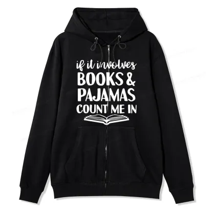 Pagewings Books And Pajamas Unisex Fleece Zip Up Hoodie