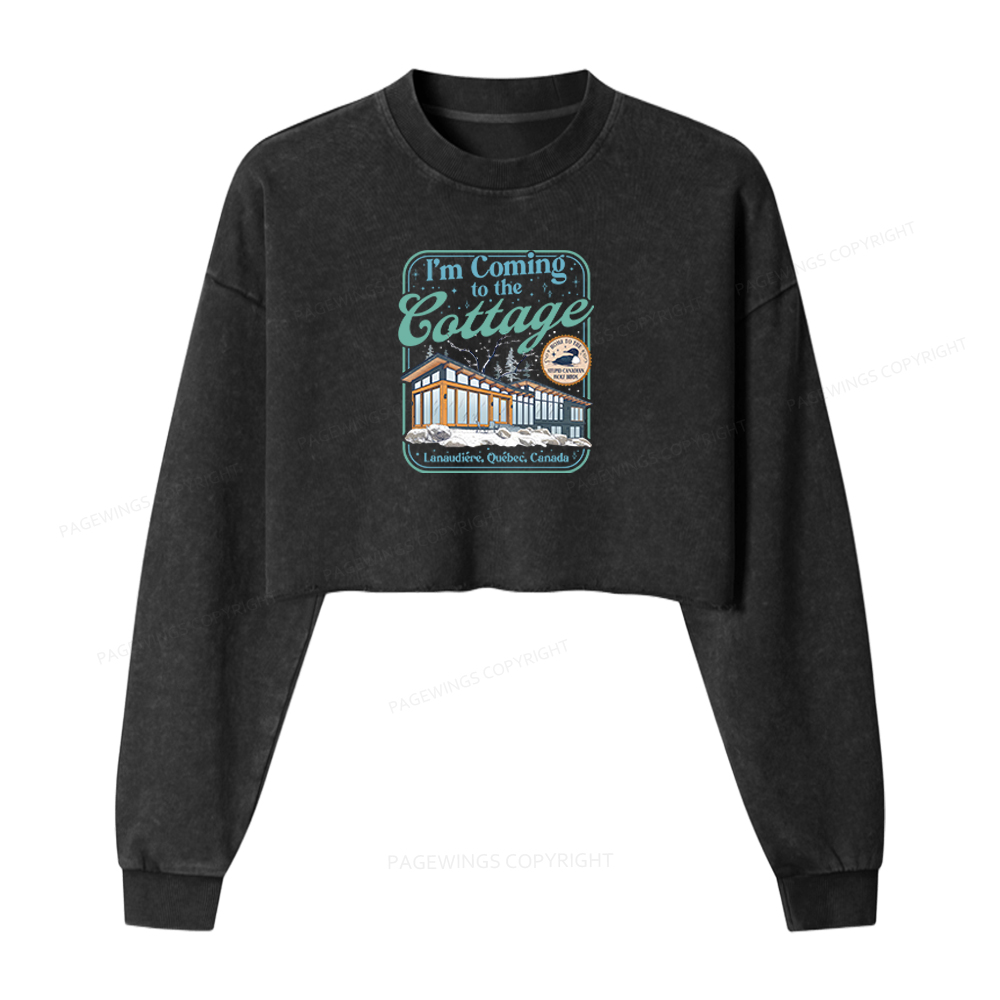 Pagewings I'm Coming to the Cottage Washed Crop Sweatshirt