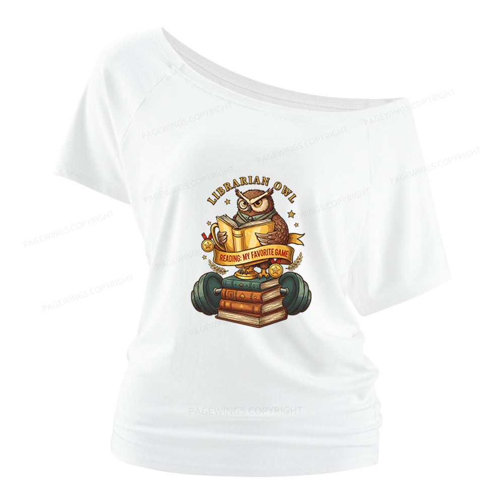 Pagewings Librarian Owl Women Off Shoulder T-shirts