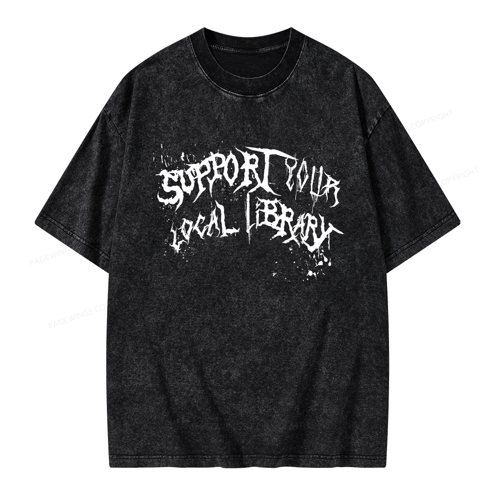 Pagewings Support Your Local Library Unisex Washed T-shirt
