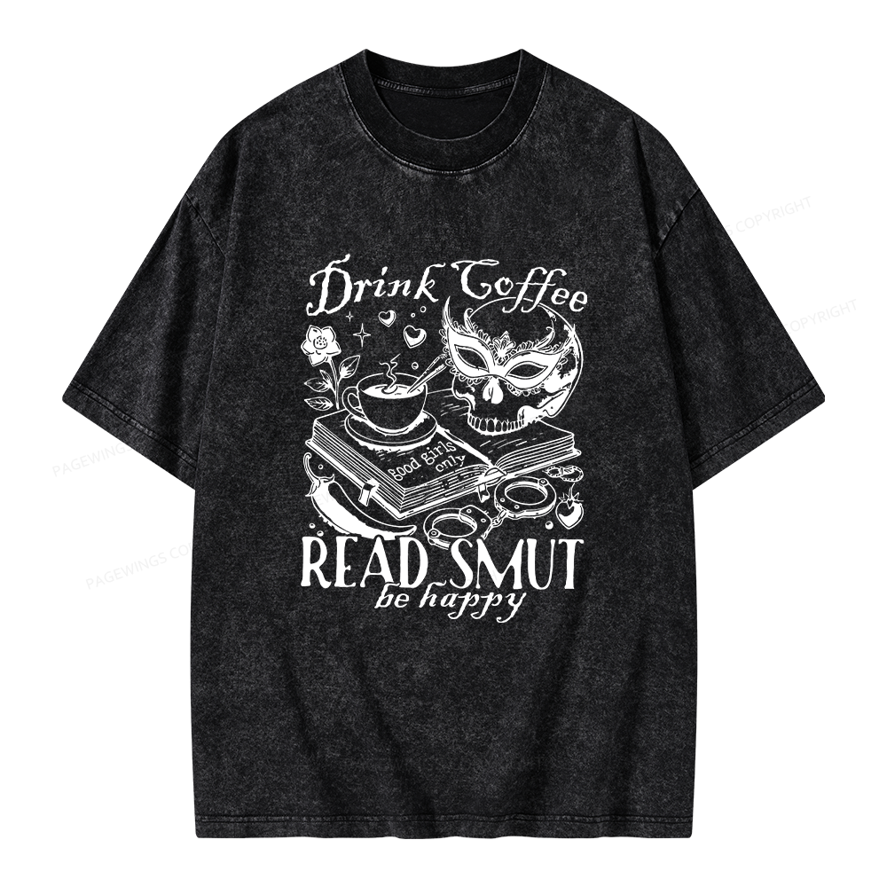 Pagewings Drink Coffee Read Smut Unisex Washed T-shirt