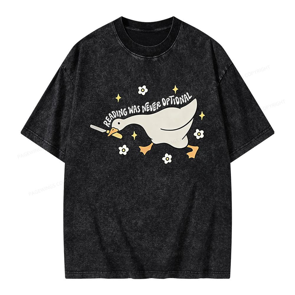 Pagewings Reading Was Never An Option Unisex Washed T-shirt