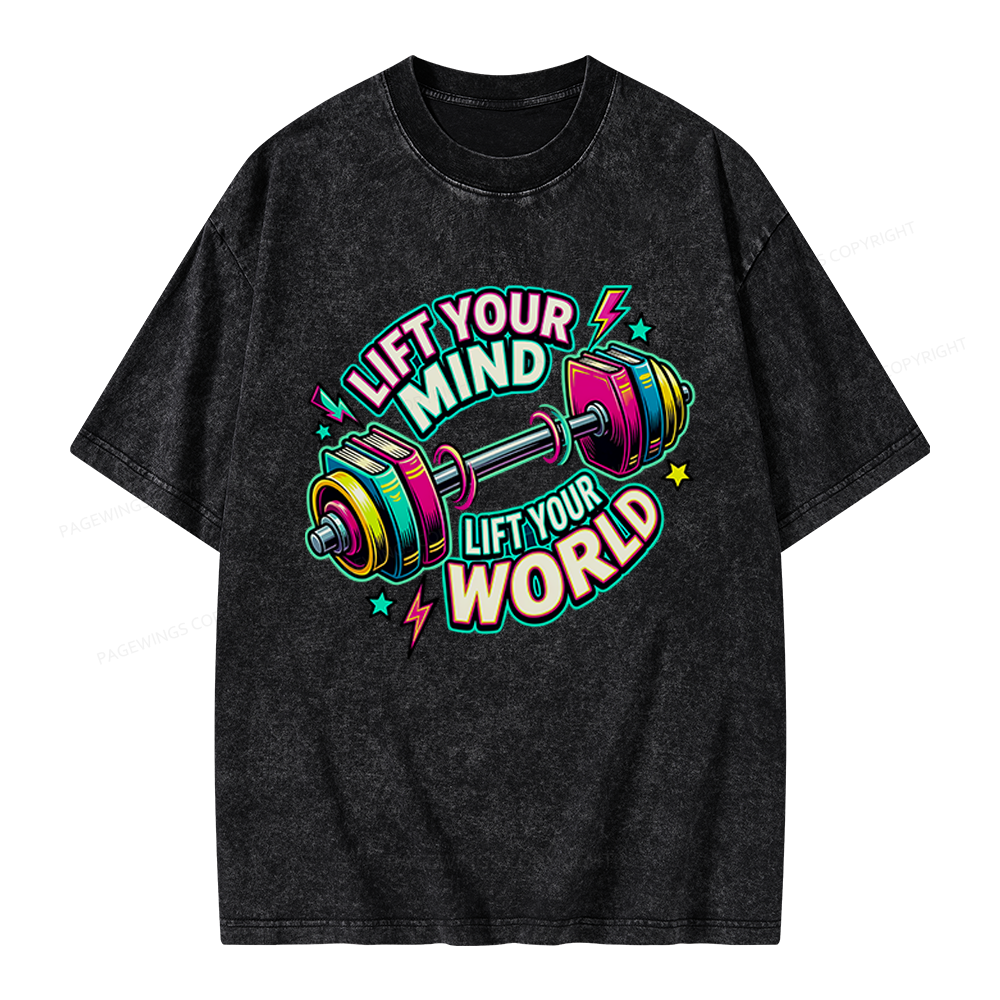 Pagewings Lift Your Mind Lift Your World Unisex Washed T-shirt
