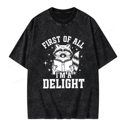 Pagewings First of All I’m a Delight Unisex Washed T-shirt