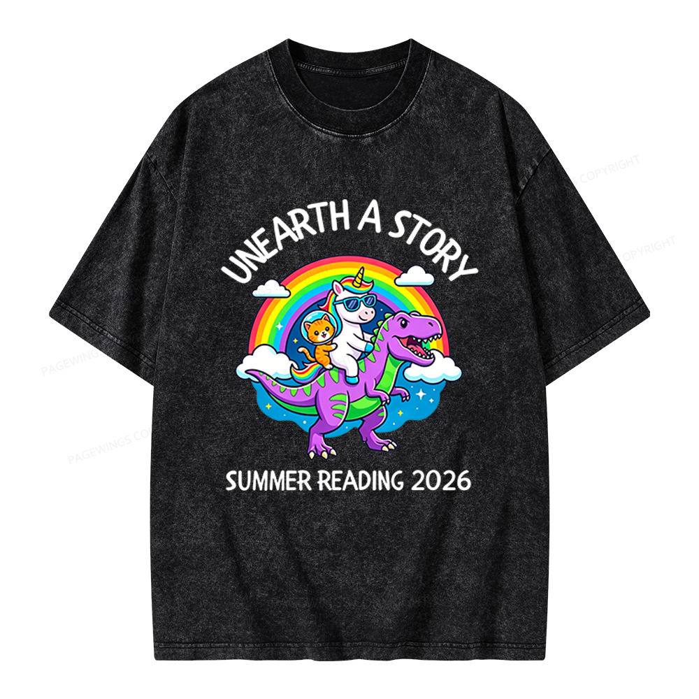 Pagewings Summer Reading Unisex Washed T-shirt