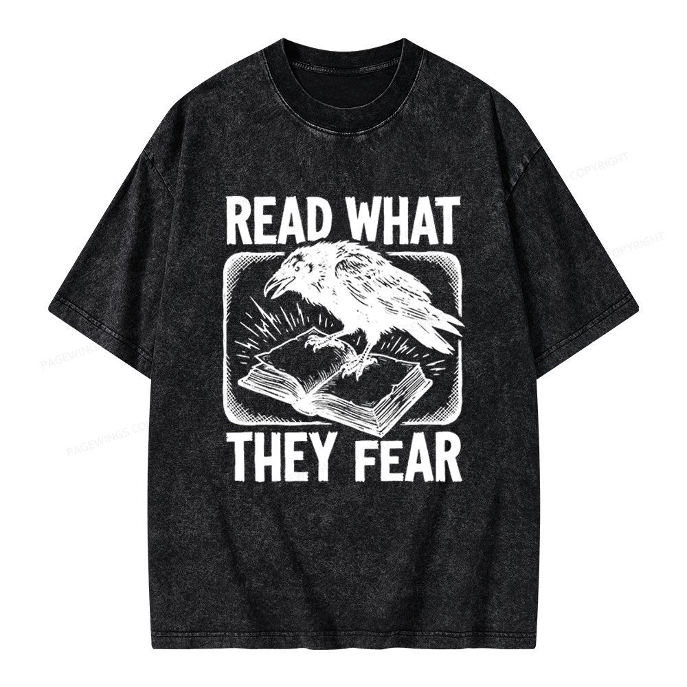 Pagewings Read What They Fear Unisex Washed T-shirt