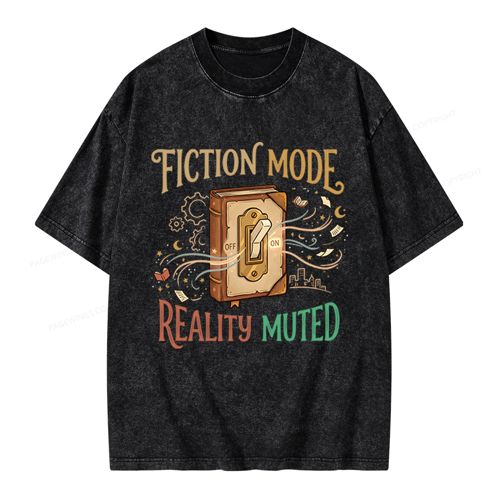 Pagewings Fiction Mode On Unisex Washed T-shirt