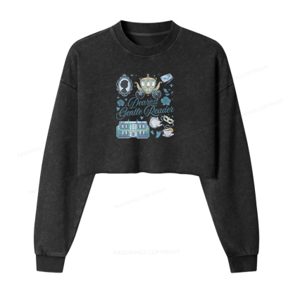 Pagewings Dearest Gentle Reader Washed Crop Sweatshirt