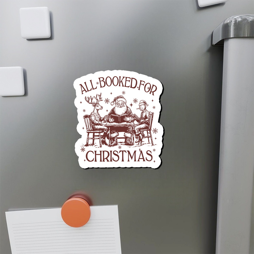 Pagewings Retro All Booked For Christmas Fridge Magnet