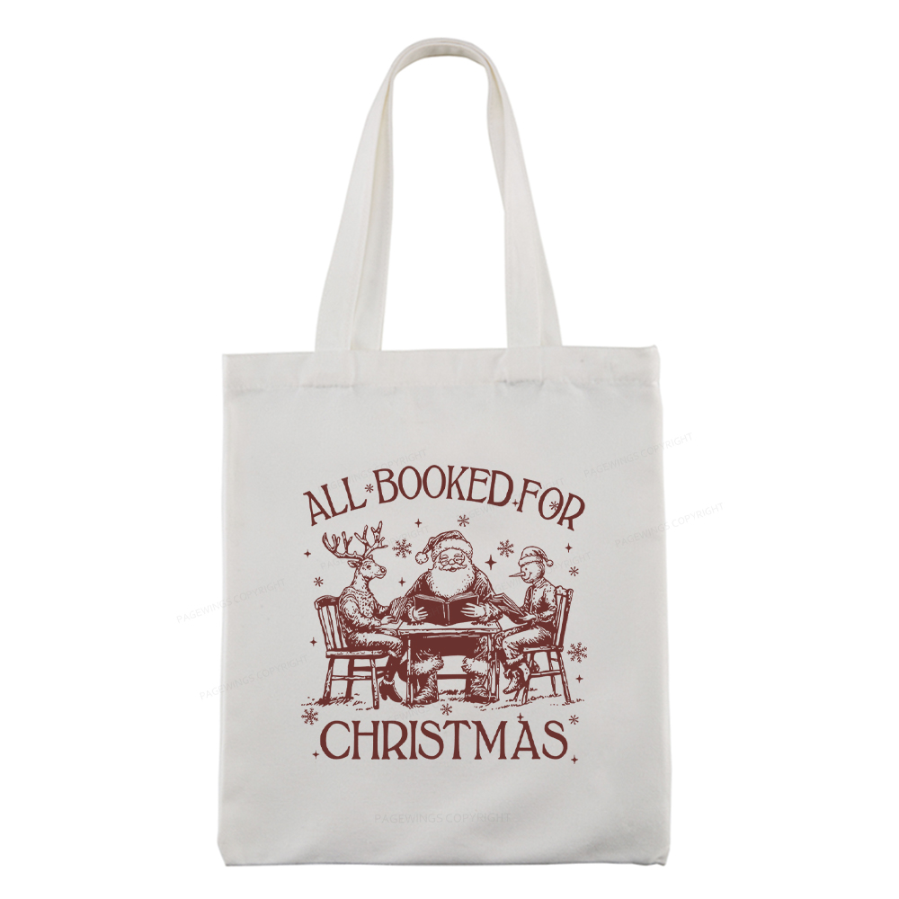 Pagewings Retro All Booked For Christmas Tote Bag