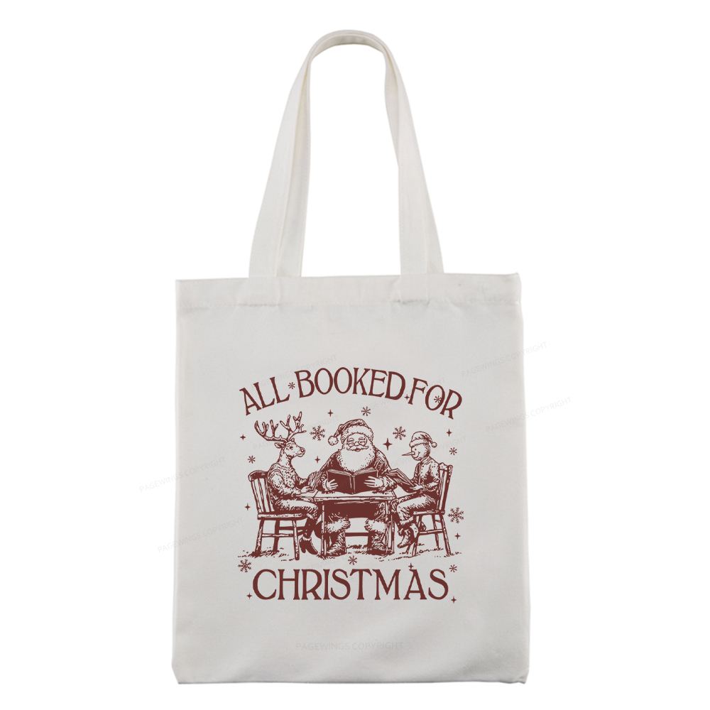 Pagewings Retro All Booked For Christmas Tote Bag