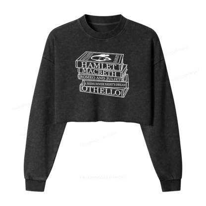 Pagewings Shakespeare Best Books Washed Crop Sweatshirt
