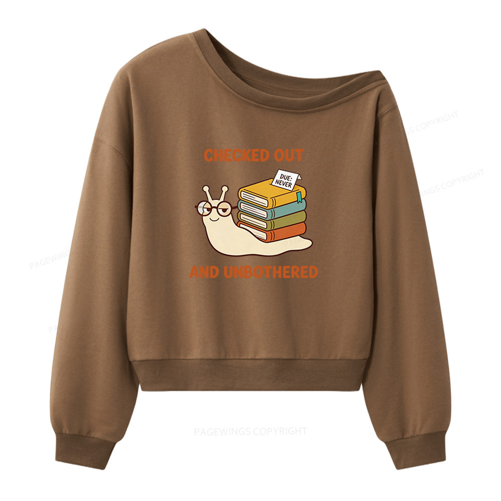 Pagewings Checked Out And Unbothered Women Off Shoulder Sweatshirt