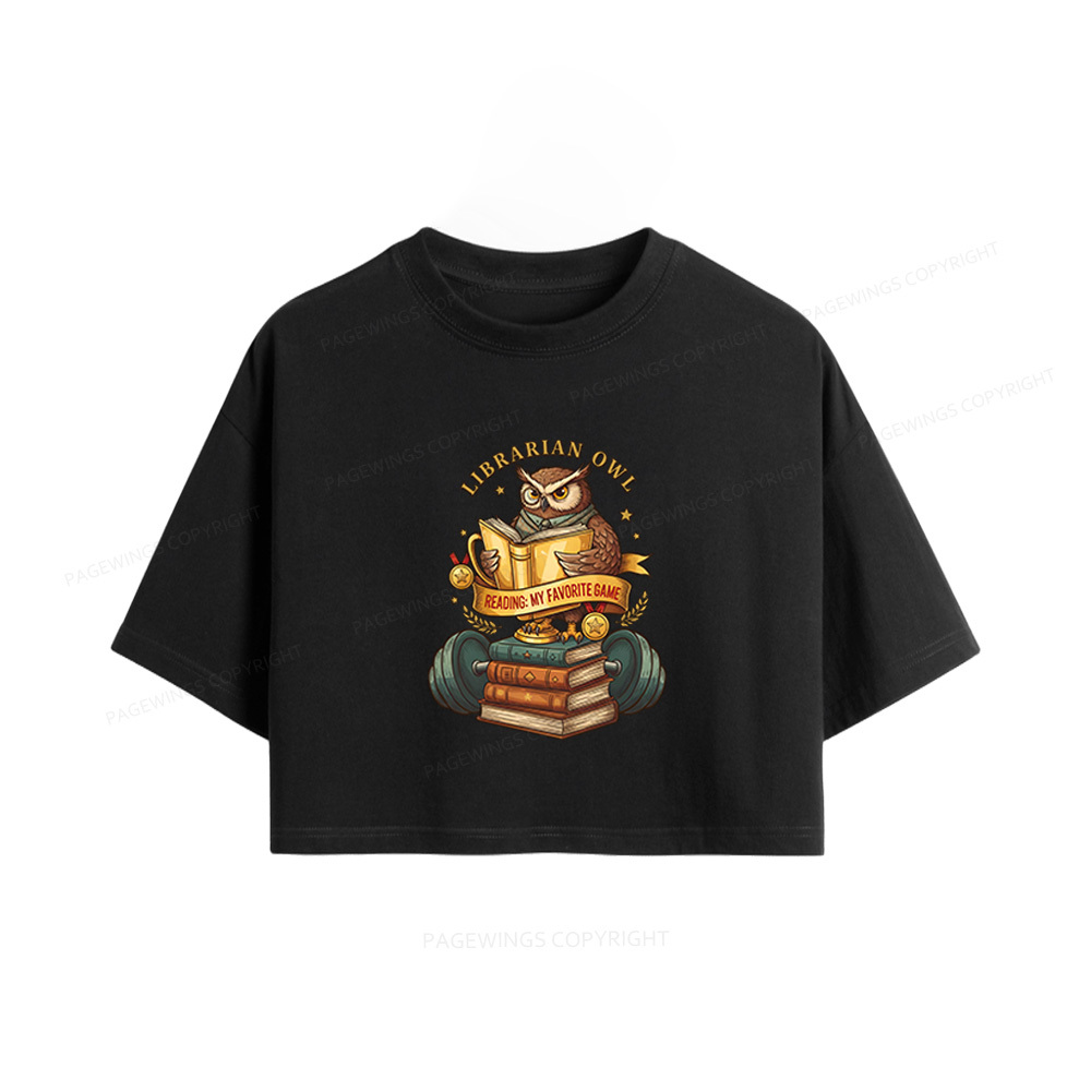 Pagewings Librarian Owl Women Crop Tops