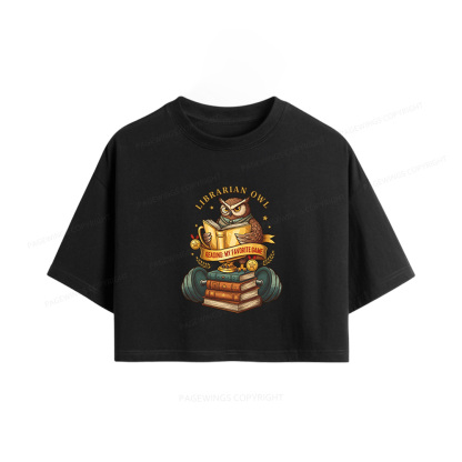 Pagewings Librarian Owl Women Crop Tops