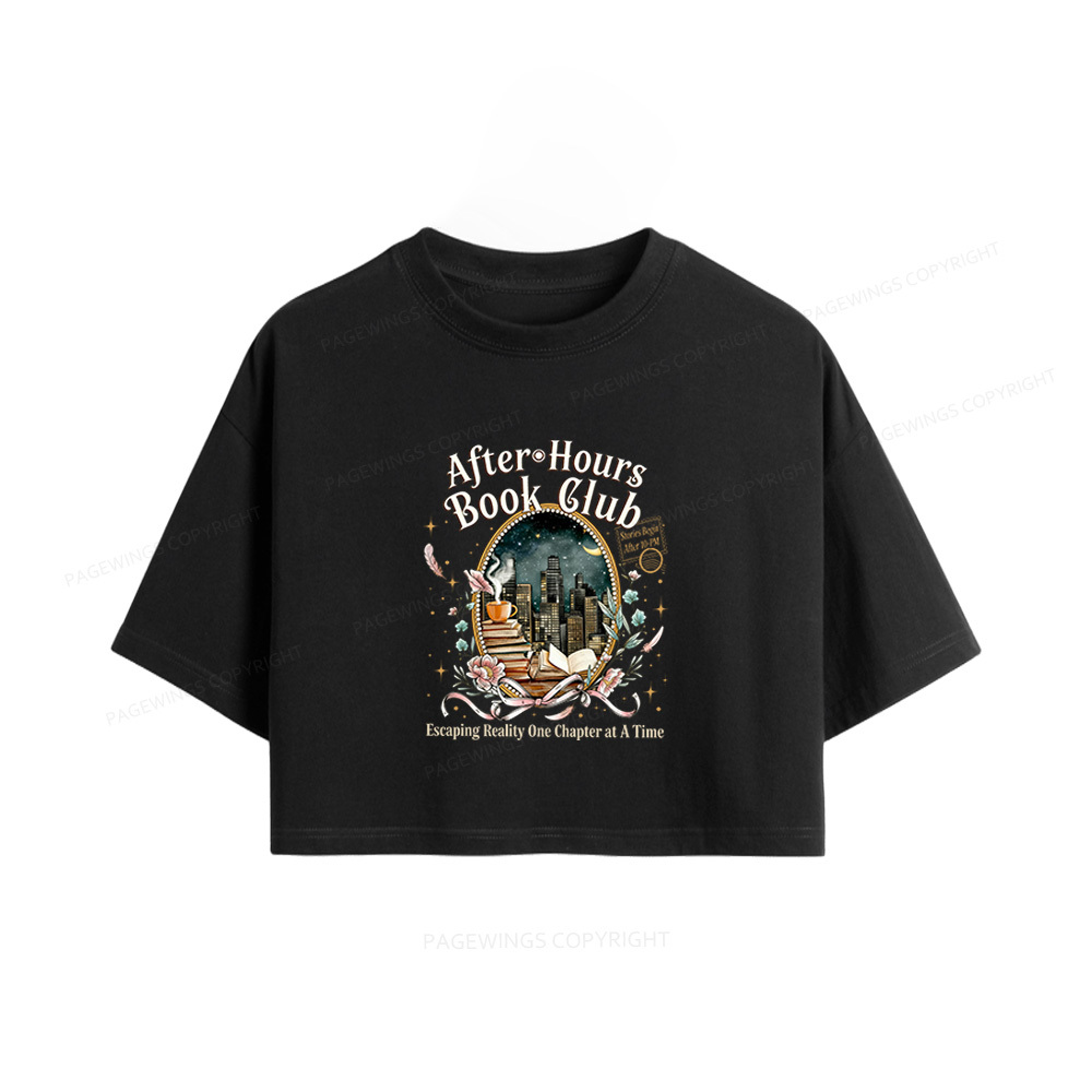 Pagewings After‑Hours Book Club Women Crop Tops