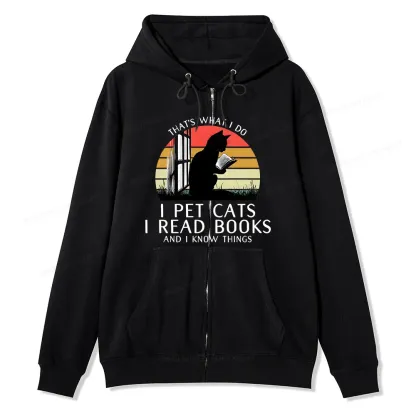Pagewings Cat And Book Unisex  Fleece Zip Up Hoodie