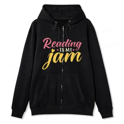 Pagewings Reading is My Jam Unisex Fleece Zip Up Hoodie