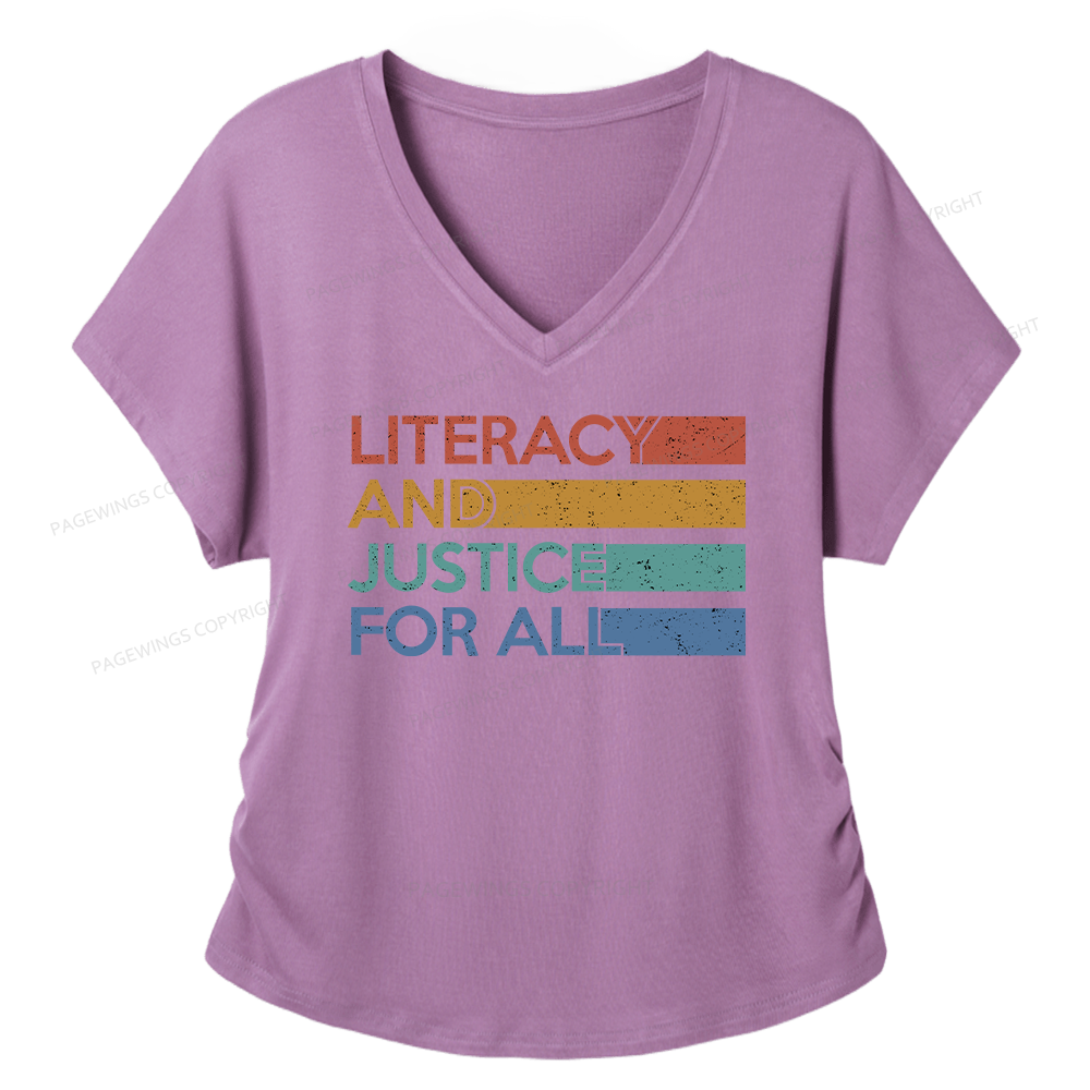 Pagewings Literacy and Justice For All Soft Women's Modal V-neck T-shirt