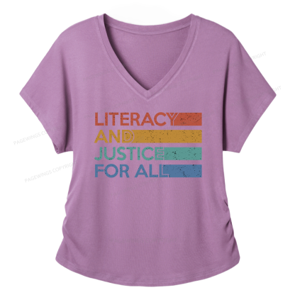 Pagewings Literacy and Justice For All Soft Women's Modal V-neck T-shirt