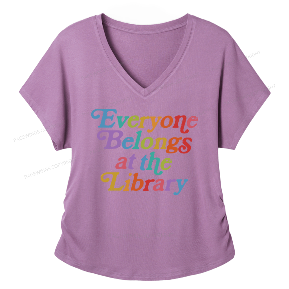 Pagewings Everyone Belongs At The Library Soft Women's Modal V-neck T-shirt