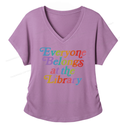 Pagewings Everyone Belongs At The Library Soft Women's Modal V-neck T-shirt
