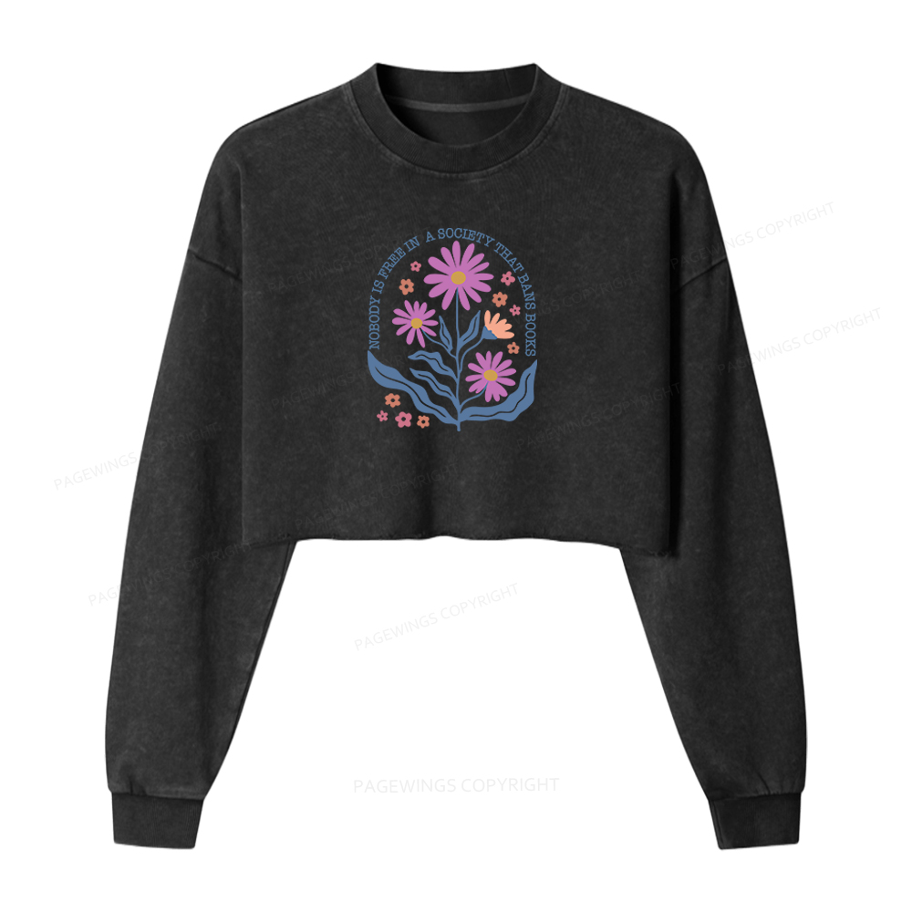 Pagewings Read Banned Books Washed Crop Sweatshirt