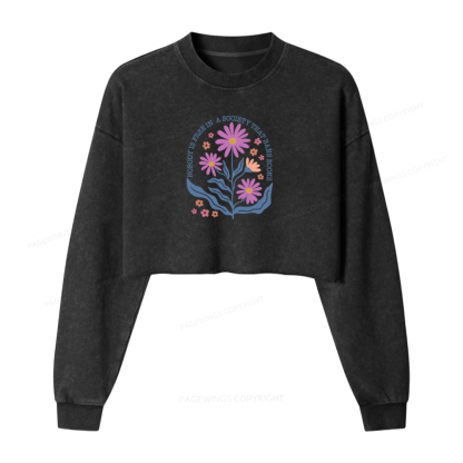 Pagewings Read Banned Books Washed Crop Sweatshirt