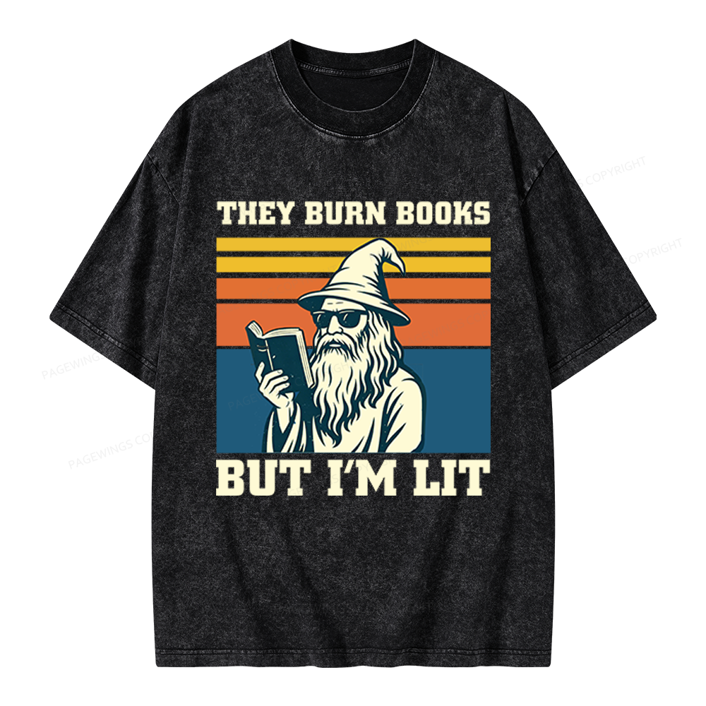 Pagewings They Burn Books Unisex Washed T-shirt