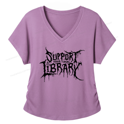 Pagewings Support Your Local Library Soft Women's Modal V-neck T-shirt