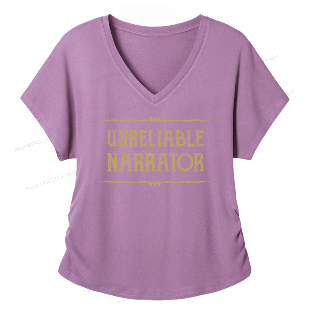Pagewings Unreliable Narrator Soft Women's Modal V-neck T-shirt
