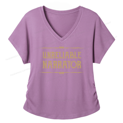 Pagewings Unreliable Narrator Soft Women's Modal V-neck T-shirt