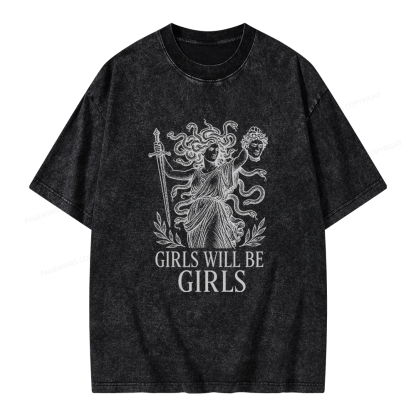 Pagewings Girls Will Be Girls Unisex Washed T-shirt