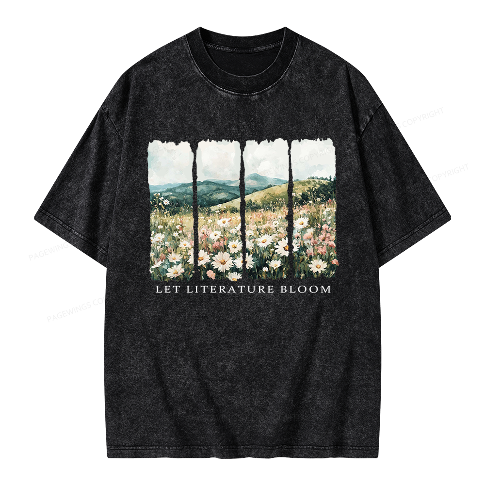 Pagewings Let Literature Bloom Unisex Washed T-shirt