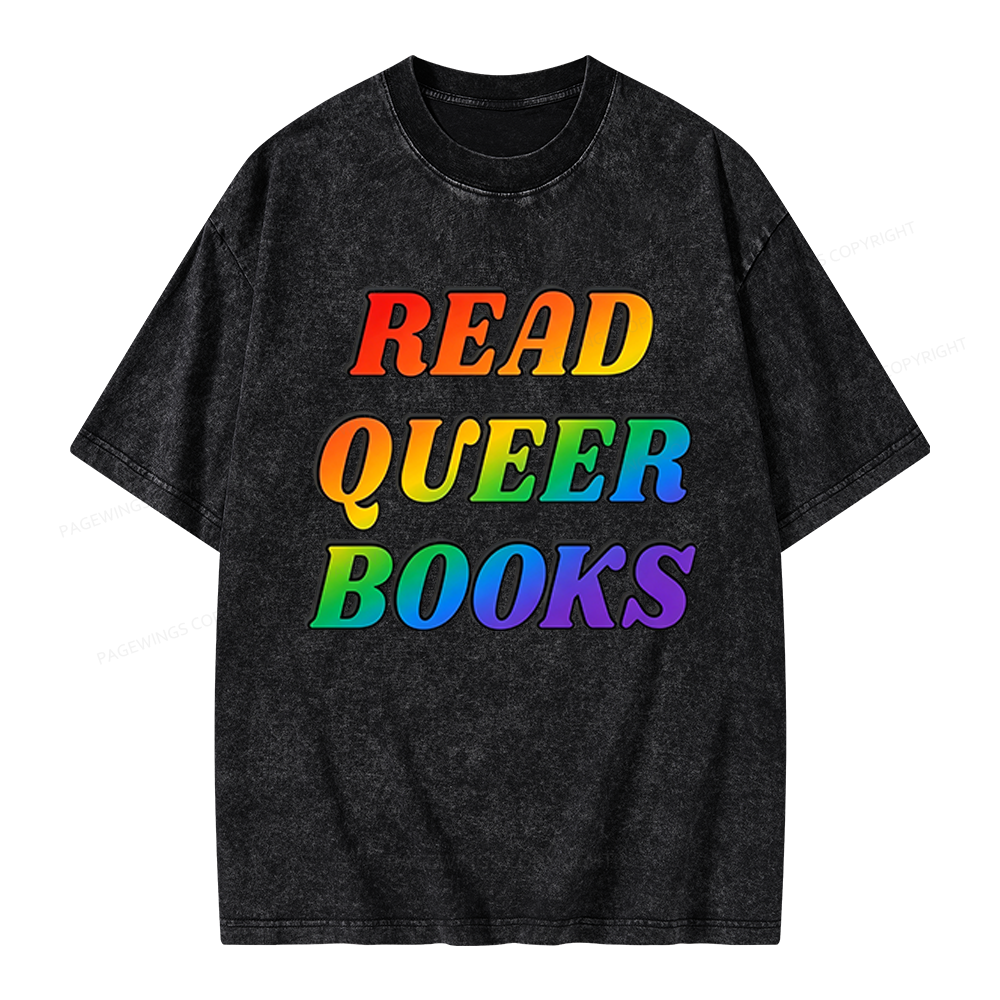 Pagewings Queer Books Unisex Washed T-shirt