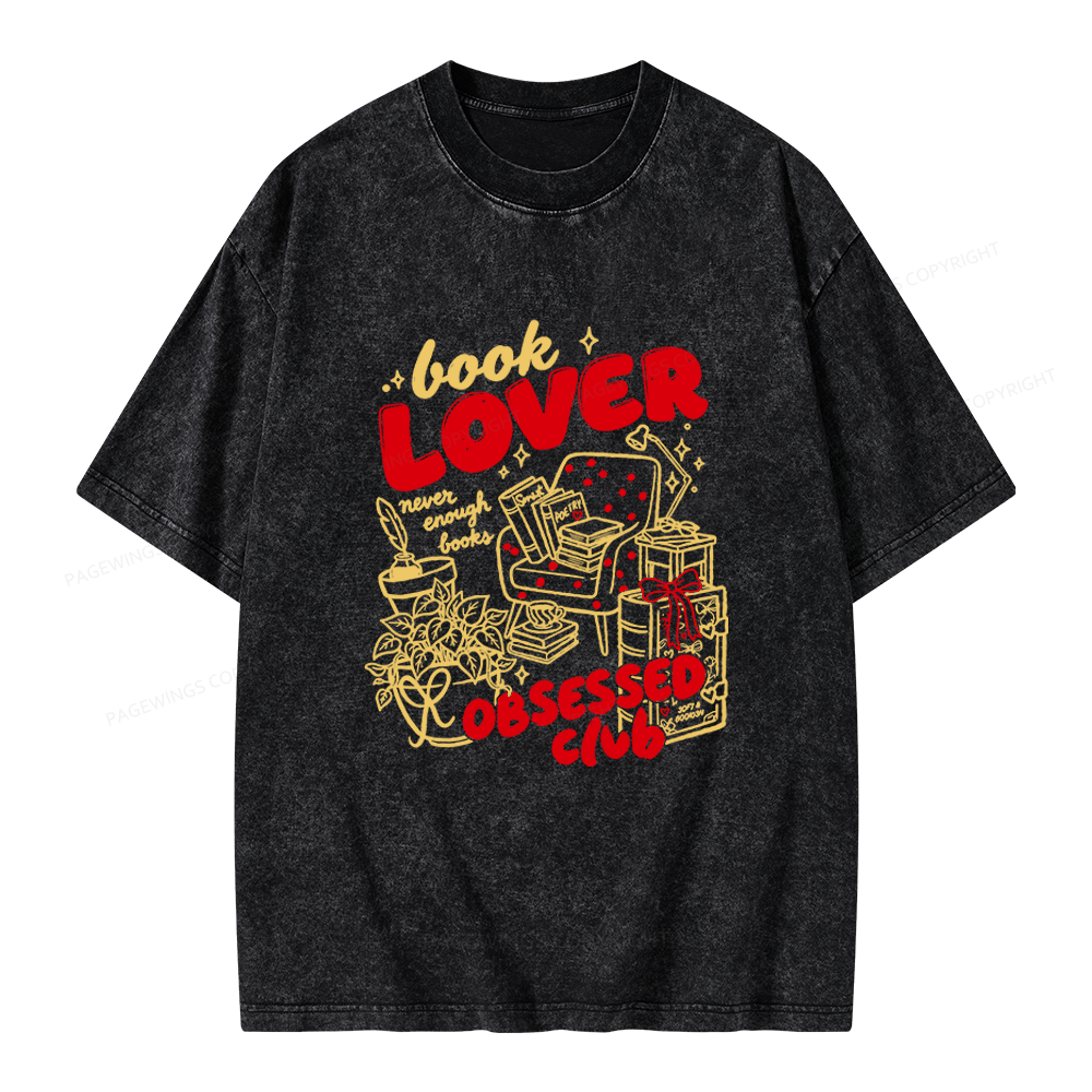 Pagewings Book Lover Obsessed Club Unisex Washed T-shirt