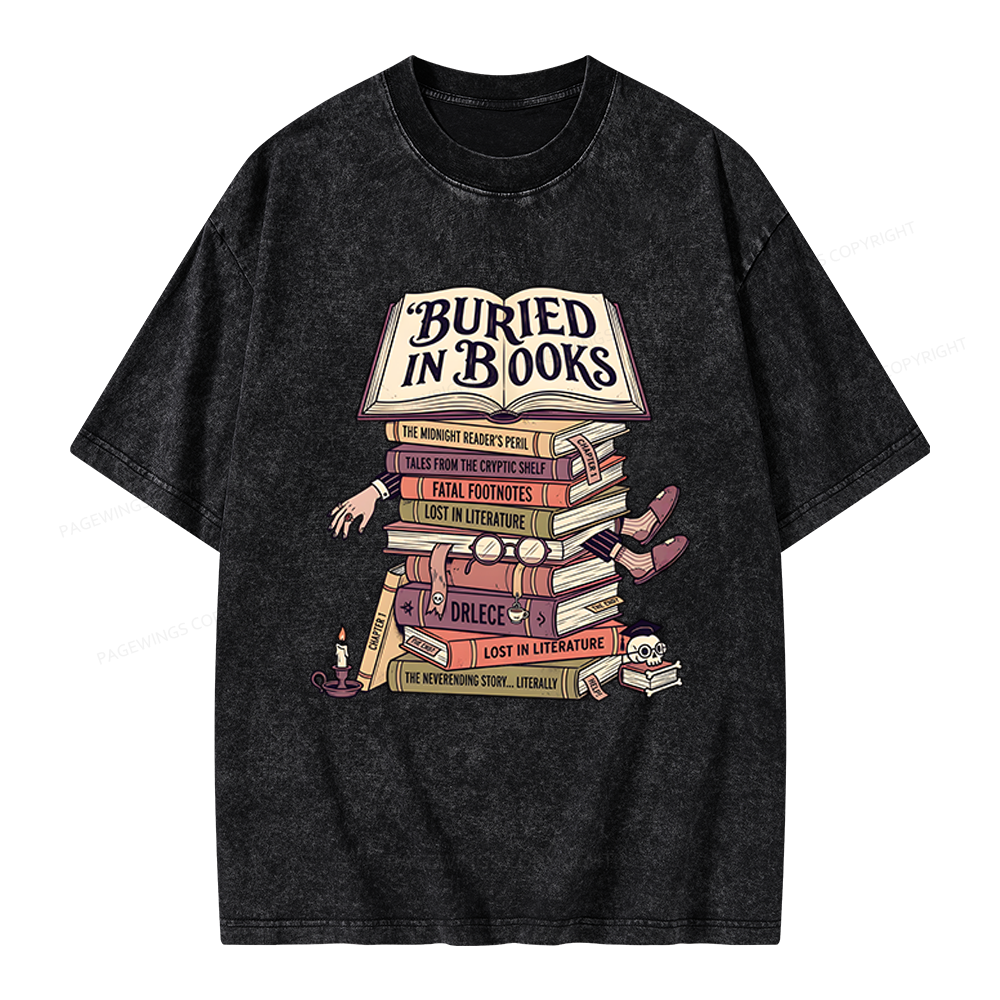 Pagewings Buried In Books Unisex Washed T-shirt