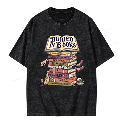 Pagewings Buried In Books Unisex Washed T-shirt
