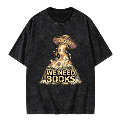 Pagewings We Need Books Unisex Washed T-shirt