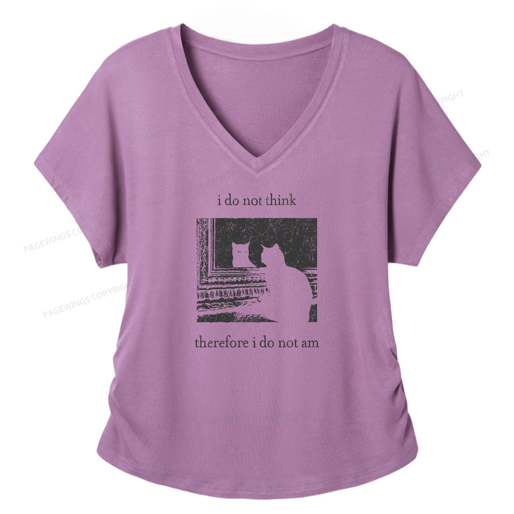 Pagewings I Do Not Think Therefore I Do Not Am Soft Women's Modal V-neck T-shirt  